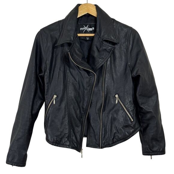 Wilson’s Leather Moto Biker Jacket Zippered Black Size M - Picture 2 of 7